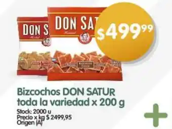 Supermercados Buenos Días Bizcochos DON SATUR toda la variedad x 200 g oferta