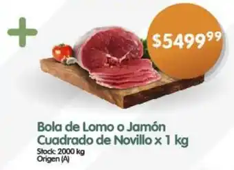 Supermercados Buenos Días Bola de Lomo o Jamón Cuadrado de Novillo x 1 kg oferta