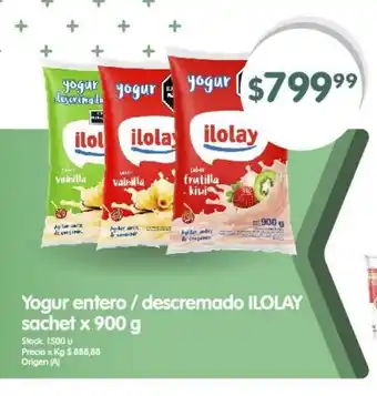 Supermercados Buenos Días Yogur entero / descremado ILOLAY sachet x 900 g oferta