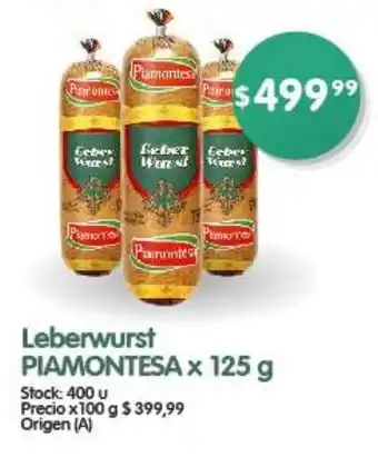 Supermercados Buenos Días Leberwurst PIAMONTESA X 125 g oferta