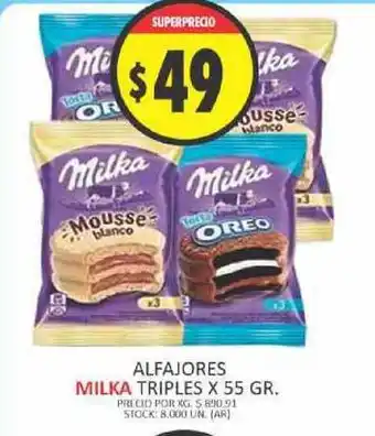 Supermercados Becerra Alfajores Milka Triples x 55gr oferta