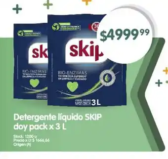Supermercados Buenos Días Detergente líquido SKIP doy pack x 3 L oferta