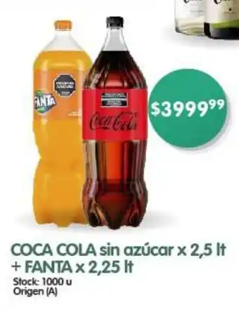 Supermercados Buenos Días COCA-COLA sin azúcar x 2,5 lt + FANTA x 2,25 It oferta