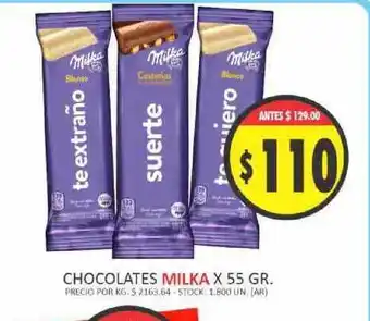 Supermercados Becerra Milka Chocolates x 55gr oferta