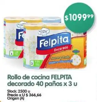 Supermercados Buenos Días Rollo de cocina FELPITA decorado 40 paños x 3 u oferta