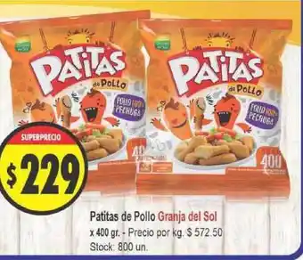 Supermercados Becerra Granja Del Sol Patitas De Pollo x 400gr oferta