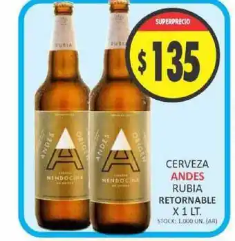 Supermercados Becerra Andes Cerveza Rubia Retornable x1lt oferta