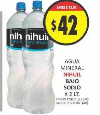 Supermercados Becerra Nihuil Agua Mineral Bajo Sodio x 2lt oferta