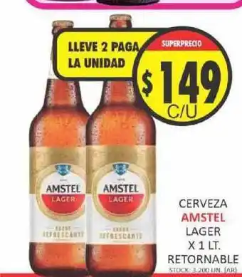 Supermercados Becerra Amstel Cerveza Lager x 1lt oferta