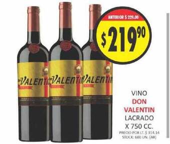 Supermercados Becerra Don Valentin Vino Lacrado x 750cc oferta