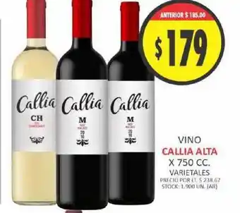 Supermercados Becerra Callia Alta Vino x 750cc oferta