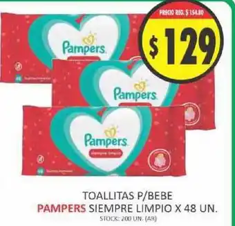 Supermercados Becerra Toallitas P-bebe Pampers Siempre Limpio x 48un oferta