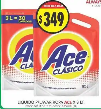 Supermercados Becerra Ace Clasico Liquido P-lavar Ropa x 3lt oferta