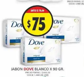 Supermercados Becerra Dove Jabon Blanco x90gr oferta