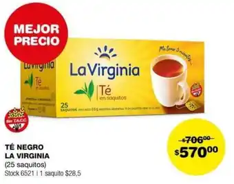 Atomo Conviene TÉ NEGRO LA VIRGINIA 25 saquitos oferta