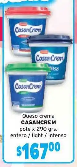 Unico Supermercados Queso Crema Casancrem Pote 290grs oferta