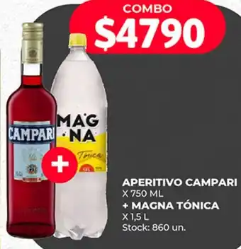 Supermercados Tadicor APERITIVO CAMPARI X 750 ML + MAGNA TÓNICA x 1,5L oferta