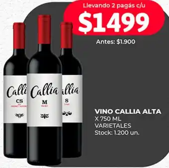 Supermercados Tadicor VINO CALLIA ALTA X 750ML VARIETALES oferta