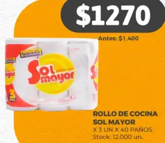 ROLLO DE COCINA SOL MAYOR X 3 UN X 40 PAÑOS