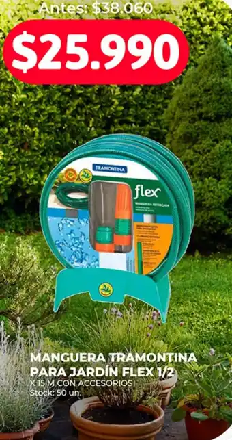 Supermercados Tadicor MANGUERA TRAMONTINA PARA JARDÍN FLEX 1/2 X 15M oferta
