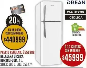 Coto DREAN HELADERA CÍCLICA HDR280FOOB X U oferta