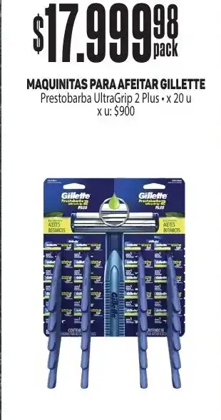 Makro MAQUINITAS PARA AFEITAR GILLETTE Prestobarba UltraGrip 2 Plus x 20u oferta