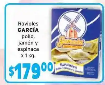Unico Supermercados García Ravioles Pollo, Jamón y Espinaca x 1kg oferta