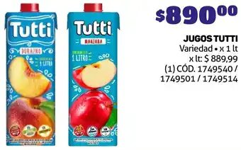 Makro JUGOS TUTTI Variedad x 1lt oferta