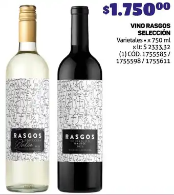 Makro VINO RASGOS SELECCIÓN x 750ml oferta
