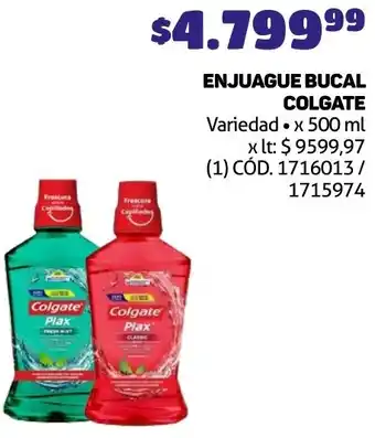 Makro ENJUAGUE BUCAL COLGATE Variedad x 500ml oferta