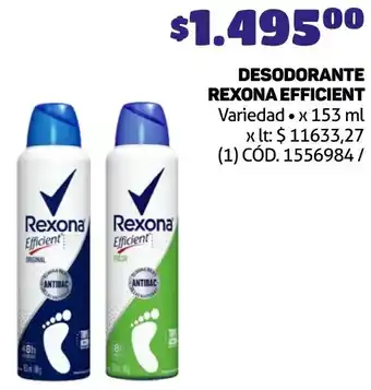 Makro DESODORANTE REXONA EFFICIENT Variedad x 153ml oferta