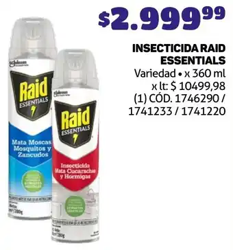 Makro INSECTICIDA RAID ESSENTIALS Variedad x 360ml oferta