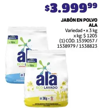Makro JABÓN EN POLVO ALA Variedad x 3kg oferta
