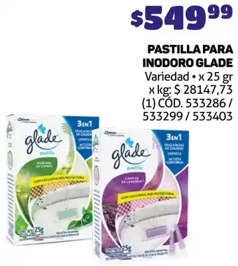 Makro PASTILLA PARA INODORO GLADE Variedad x 25gr oferta