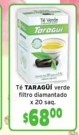 Taragüí Té Verde Filtro Diamantado x 20 saq.