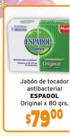 Espadol Jabón de Tocador Antibacterial Original x 80grs