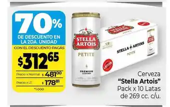 La Anonima Stella Artois Cerveza Pack x 10 Latas de 269 cc. c/u oferta