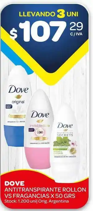 Carrefour Maxi Dove Antitranspirante Rollon Vs Fragancias x 50grs oferta