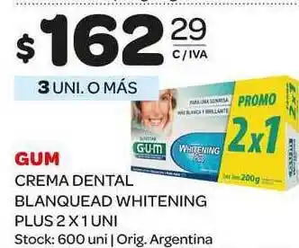 Carrefour Maxi Gum Crema Dental Blanquead Whitening Plus 2 x 1 Uni oferta