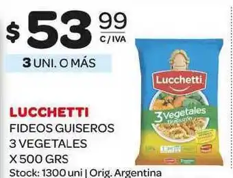 Carrefour Maxi Lucchetti Fideos Guiseros 3 Vegetales x 500grs oferta