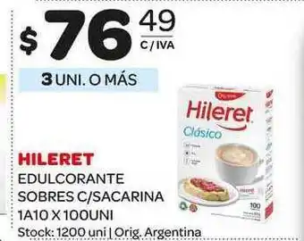Carrefour Maxi Hileret Edulcorante Sobres C/sacarina 1A10 x100Uni oferta