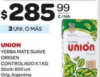 Carrefour Maxi Union Yerba Mate Suave Origen Controlado x 1kg oferta