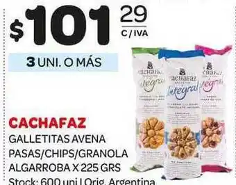Carrefour Maxi Cachafaz Galletitas Avena Pasas/chips/granola Algarroba x 225grs oferta