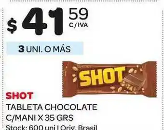 Carrefour Maxi Shot Tableta Chocolate C/mani x 35grs oferta