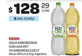 Carrefour Maxi H2OH Agua Saborizada con Gas Pet Vs Sabores x 2.25Lt oferta