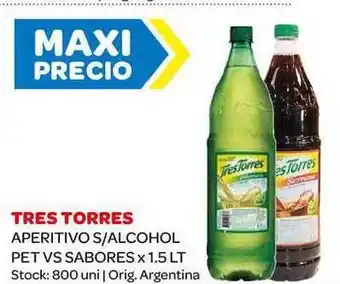 Carrefour Maxi Tres Torres Aperitivo S/alcohol Pet Vs Sabores x 1.5Lt oferta