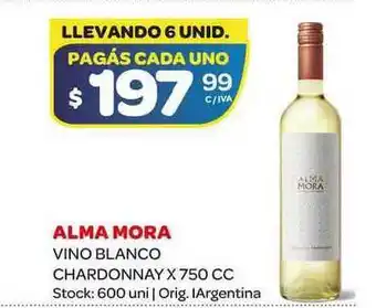 Carrefour Maxi Alma Mora Vino Blanco Chardonnay x 750cc oferta