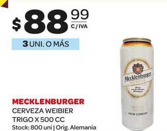 Carrefour Maxi Mecklenburger Cerveza Weiber Trigo x 500cc oferta