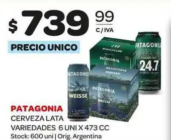 Patagonia Cerveza Lata Variedades 6 uni x 473 cc