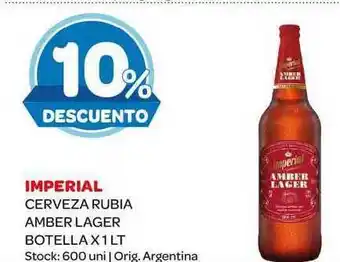 Carrefour Maxi Imperial Cerveza Rubia Amber Lager Botella x 1Lt oferta